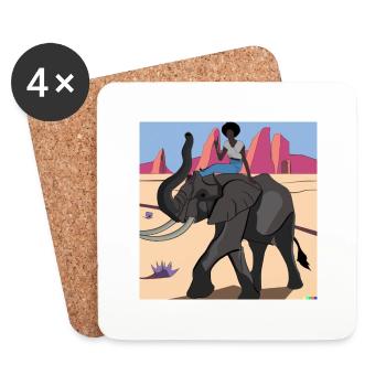 skinny black girl riding elephant - Untersetzer (4er-Set) - Weiß - Vorne