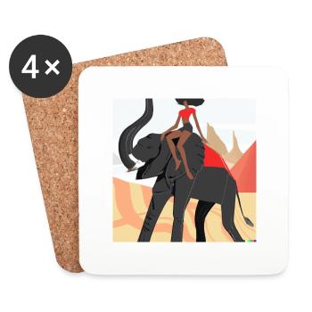 fille chevauchant l’éléphant - Dessous de verre (lot de 4) - blanc - Devant