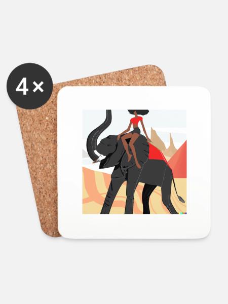 girl riding elephant - Untersetzer (4er-Set) - Weiß