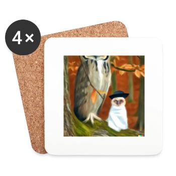 owl wearing a suit - Coasters (set of 4) - white - Front