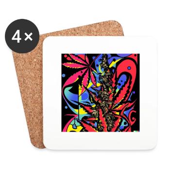Psychedelic Cannabis II - Untersetzer (4er-Set) - Weiß - Vorne