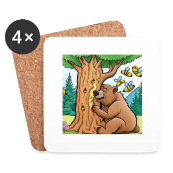 Le grizzli mange du miel - Dessous de verre (lot de 4) - blanc - Devant