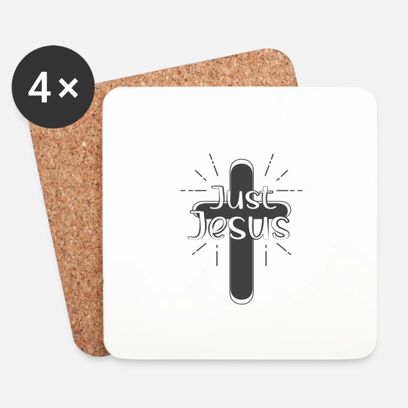 Christian Design Just Jesus mit einem Kreuz in der - Untersetzer (4er-Set) - Weiß