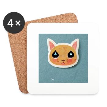 Cute cartoon cat - Coasters (set of 4) - white - Front