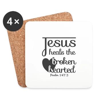 Christian Design Jesus heals the broken hearted - Coasters (set of 4) - white - Front