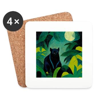 Panther in the jungle by moonlight - Coasters (set of 4) - white - Front