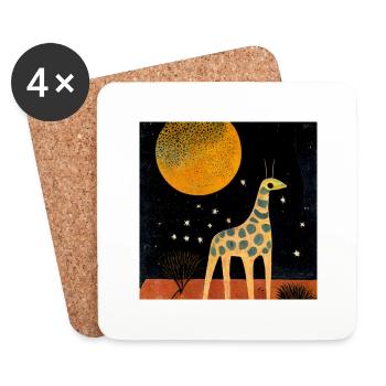 Girafe la nuit - Dessous de verre (lot de 4) - blanc - Devant