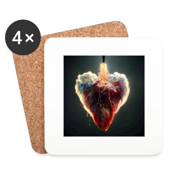 Herz Love Abstract Collection 17 - Untersetzer (4er-Set) - Weiß - Vorne