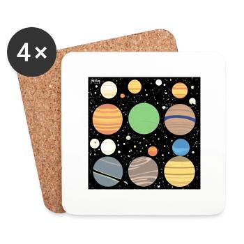planets in the space - Coasters (set of 4) - white - Front