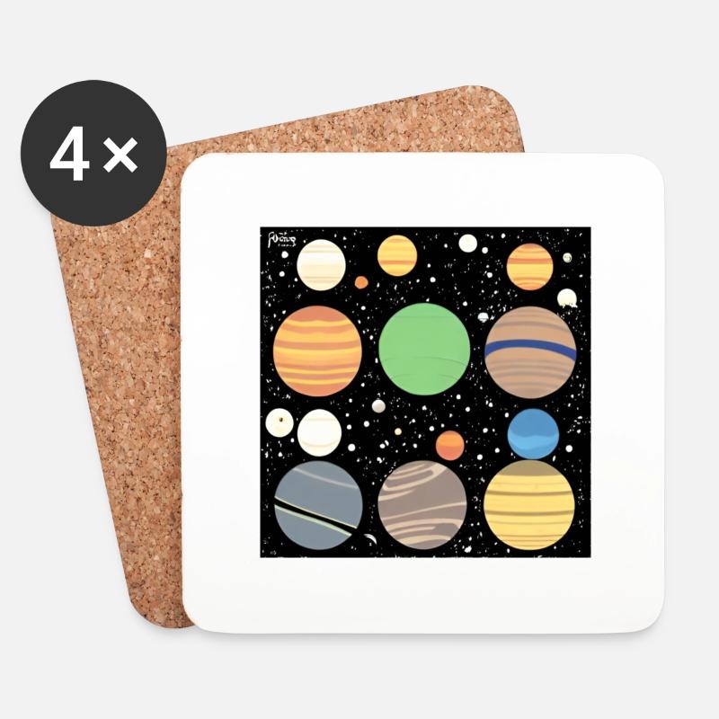 planets in the space - Coasters (set of 4) - white