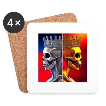 King and Queen Skull Faces - Coasters (set of 4) - white - Front