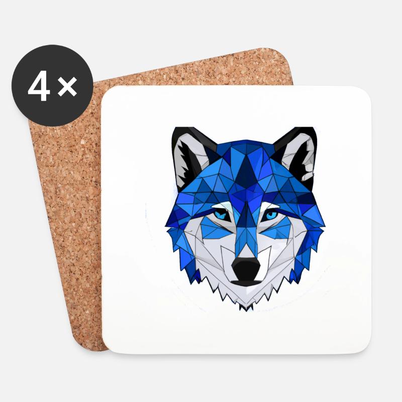 Night Wolf - Coasters (set of 4) - white