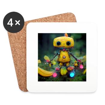Süßer Roboter - Untersetzer (4er-Set) - Weiß - Vorne