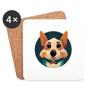 Corgi adolescent - Dessous de verre (lot de 4) - blanc - Devant