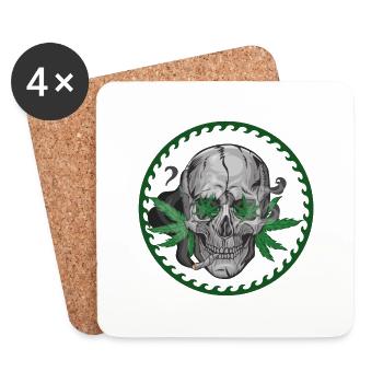 Skull Hanfblatt - Untersetzer (4er-Set) - Weiß - Vorne