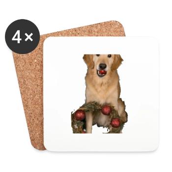 Christmas Dogs Golden Retriever Advent Wreath - Coasters (set of 4) - white - Front