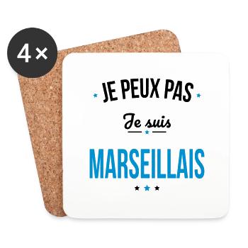 Je peux pas je suis Marseillais - Dessous de verre (lot de 4) - blanc - Devant