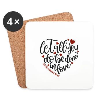 Christian Design Que tout ce que vous faites soit fait dans l’amour 2 - Dessous de verre (lot de 4) - blanc - Devant