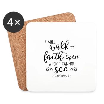 Christian Design marchant par la foi - Dessous de verre (lot de 4) - blanc - Devant