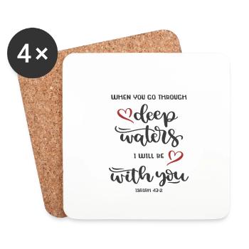 Christliches Design Tiefes Wasser, ich bin bei dir - Untersetzer (4er-Set) - Weiß - Vorne