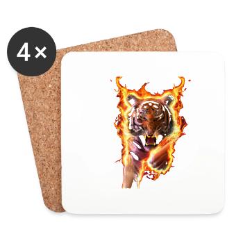 Tigre de feu - Dessous de verre (lot de 4) - blanc - Devant
