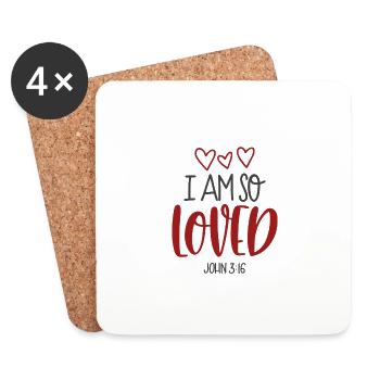 Christian Design Je suis tellement aimé Jean 3 verset 16 - Dessous de verre (lot de 4) - blanc - Devant