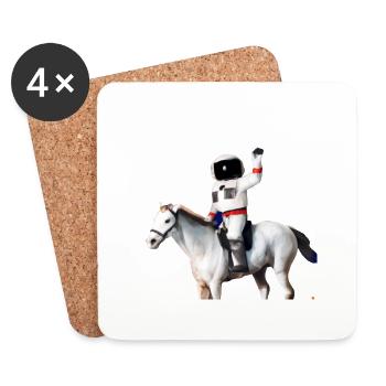 astronaut riding a horse - Coasters (set of 4) - white - Front