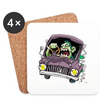 zombie conduire une voiture - Dessous de verre (lot de 4) - blanc - Devant