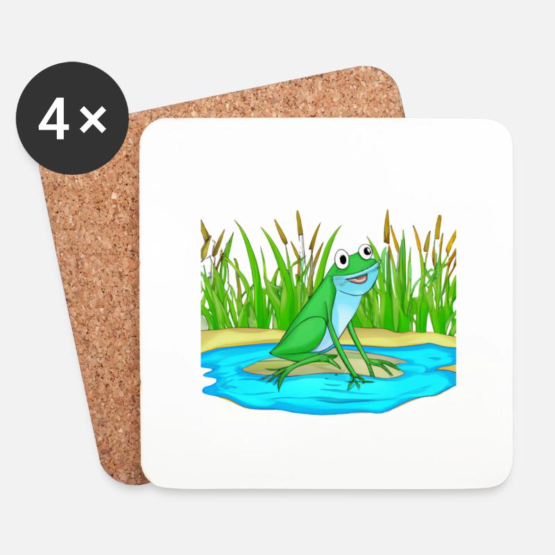 Froschwasserteich - Untersetzer (4er-Set) - Weiß