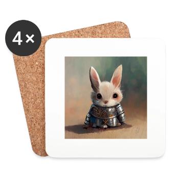 Cute Rabbit Knight 2 Hase - Untersetzer (4er-Set) - Weiß - Vorne