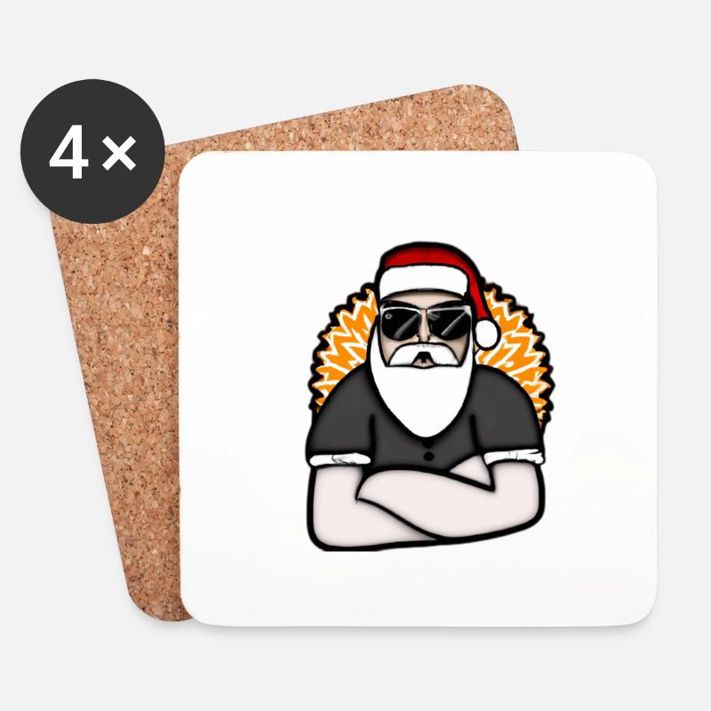 Weihnachtsmann - Untersetzer (4er-Set) - Weiß