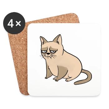 Mürrische Katze - Untersetzer (4er-Set) - Weiß - Vorne