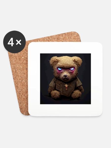 Bad Teddy - Untersetzer (4er-Set) - Weiß
