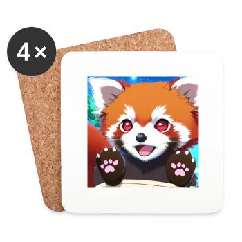 Red panda Anime - Untersetzer (4er-Set) - Weiß - Vorne