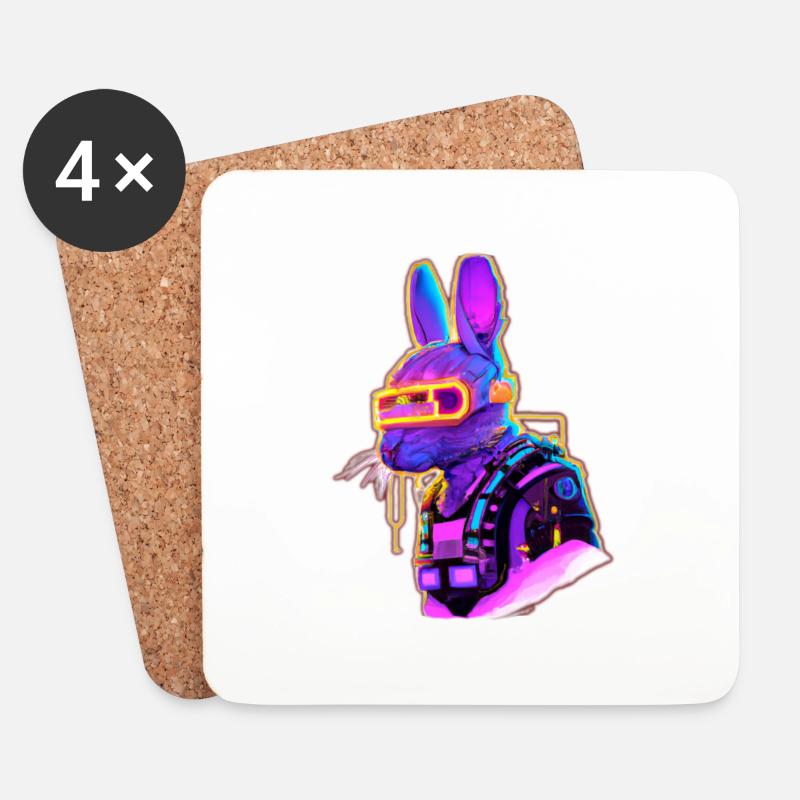 Cyber Rabbit - Untersetzer (4er-Set) - Weiß
