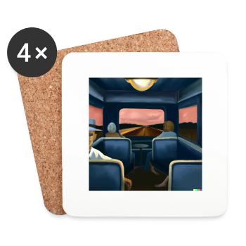 We all sit in the same train travelling. - Coasters (set of 4) - white - Front