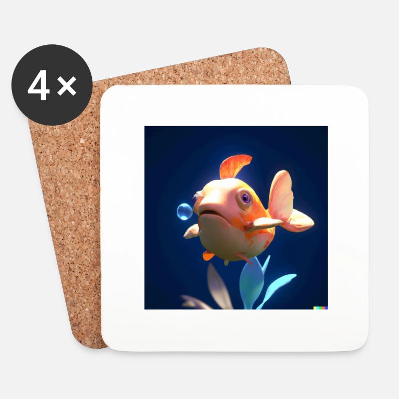 Ugly Fish - Untersetzer (4er-Set) - Weiß