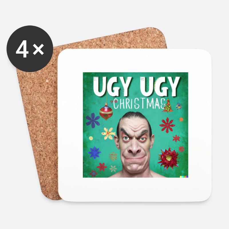 Ugly Christmas - Untersetzer (4er-Set) - Weiß