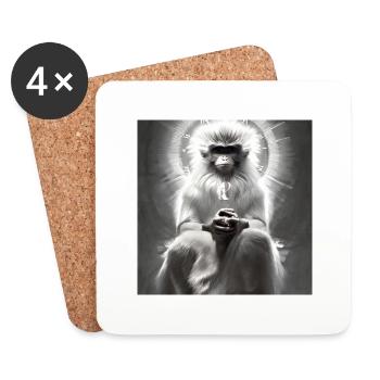 Series: Wise Monkey - Coasters (set of 4) - white - Front