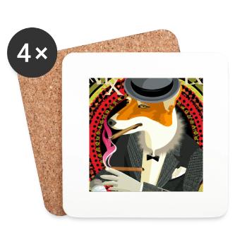 Gangster Fox - Dessous de verre (lot de 4) - blanc - Devant