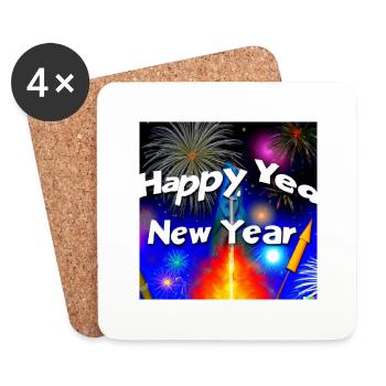 Happy New Year - Untersetzer (4er-Set) - Weiß - Vorne
