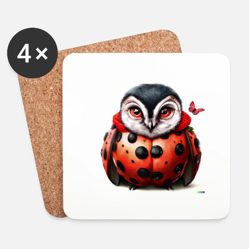 Lady Owl Bug - Untersetzer (4er-Set) - Weiß