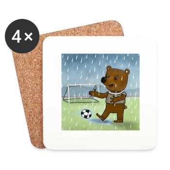 The bear plays football in the rain - Coasters (set of 4) - white - Front