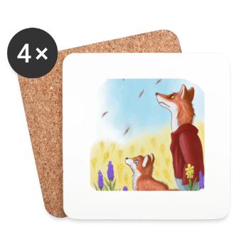 Vater Fuchs und Sohn Fuchs - Untersetzer (4er-Set) - Weiß - Vorne