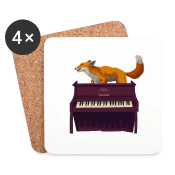 Fuchs on piano - Coasters (set of 4) - white - Front