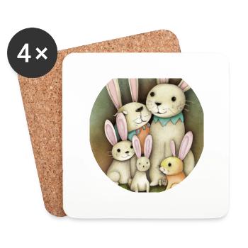 Rabbit family Rammler - Coasters (set of 4) - white - Front