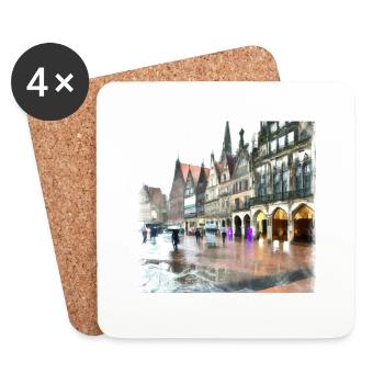 Münster sous la pluie - Dessous de verre (lot de 4) - blanc - Devant