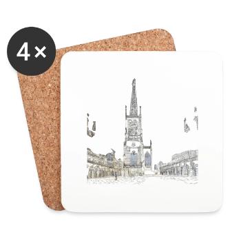 Münsteraner Prinzipalmarkt Zeichnung Markt - Untersetzer (4er-Set) - Weiß - Vorne