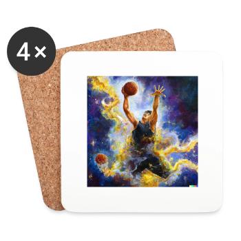 expressive painting of a basketball - Coasters (set of 4) - white - Front