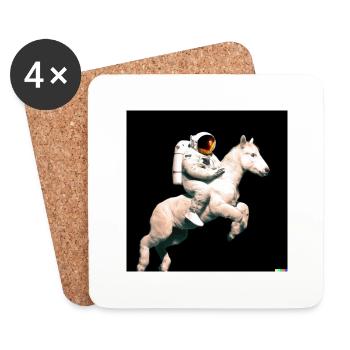 Photograph of an astronaut riding a horse - Coasters (set of 4) - white - Front